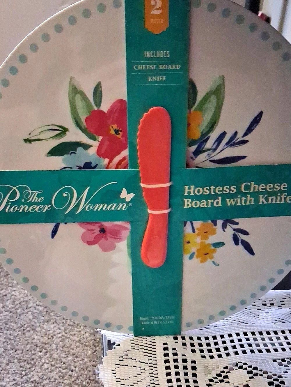 The Pioneer Woman Hostess Cheese Board with Knife Floral